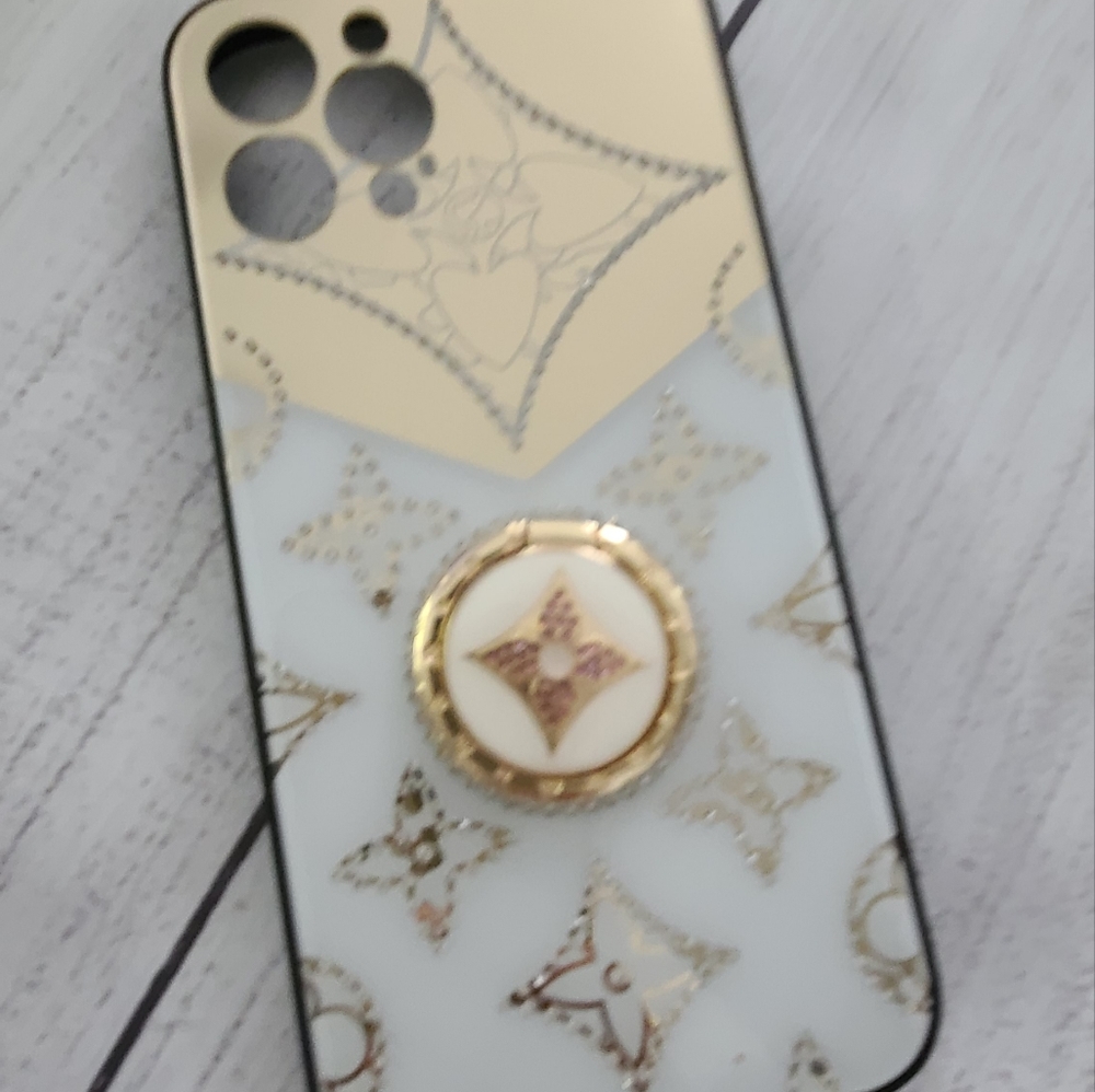 IPhone 12 pro max mirror gold & white phone case.